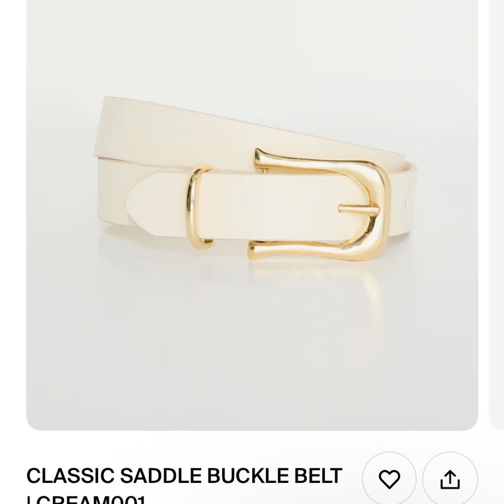 Good American Cream and Gold Saddle Buckle Belt